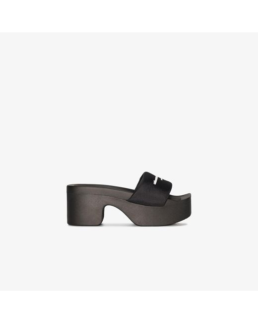 Alexander Wang Canvas 85 Logo Print Platform Slides in Black | Lyst