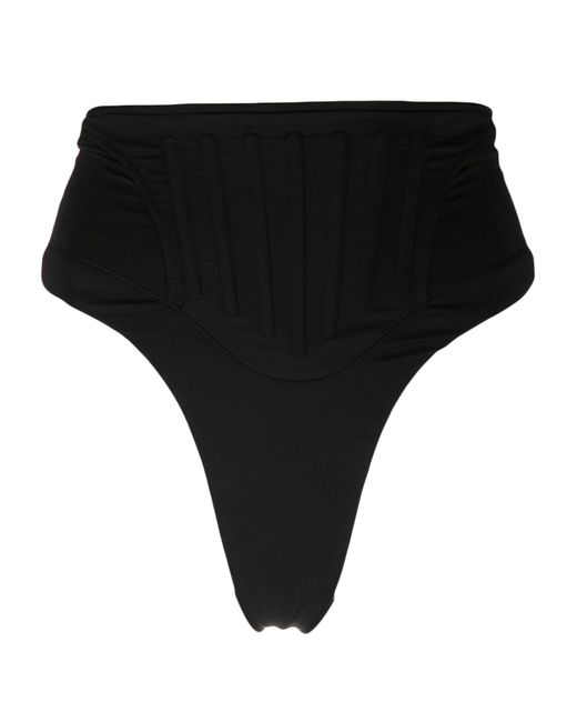 Mugler Black Corset High-waist Bikini Bottoms