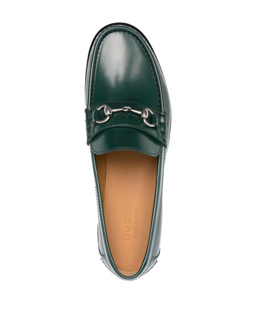 Gucci Green Horsebit-detail Leather Loafers for men