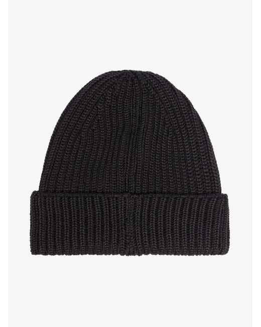 Leather Black Ribbed toggle Lens Beanie 