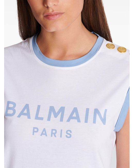 Balmain Blue T-shirt With Logo