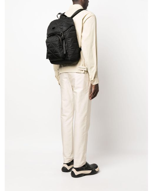 Prada Black Re-nylon Quilted Backpack for men