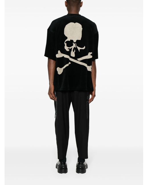 Mastermind Japan Black Skull-print Velour T-shirt for men
