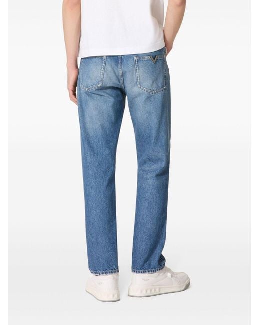 Valentino Garavani V Detail Straight-Leg Jeans in Blue for