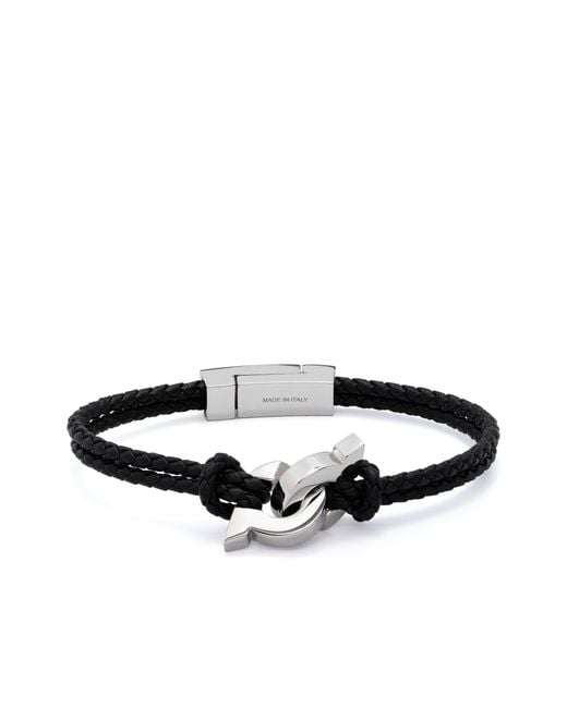 Ferragamo White Intertwined Gancini Double Woven Bracelet - Men's - Calf Leather/brass for men