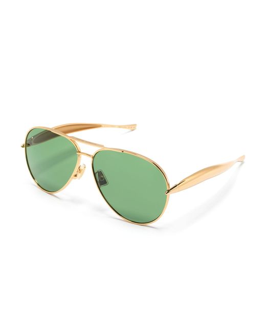 Bottega Veneta Green Uni Sardine Pilot-frame Sunglasses