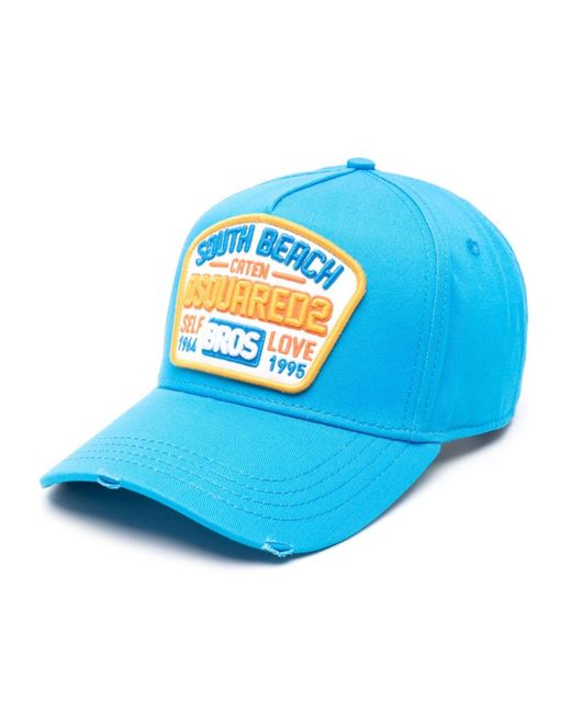 DSquared² Blue Logo-patch Cotton Baseball Cap for men