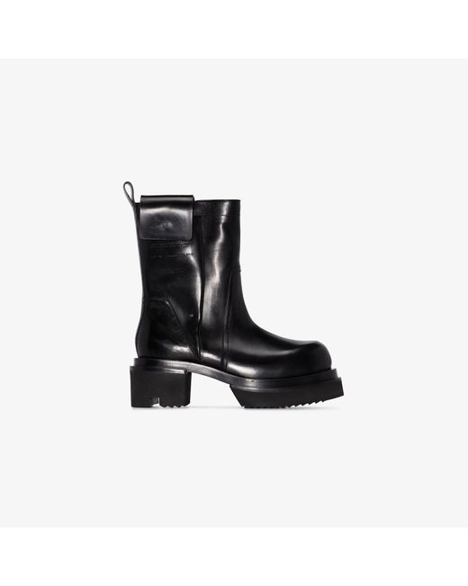 Rick Owens Black Fogpocket Bogun Leather Boots for men