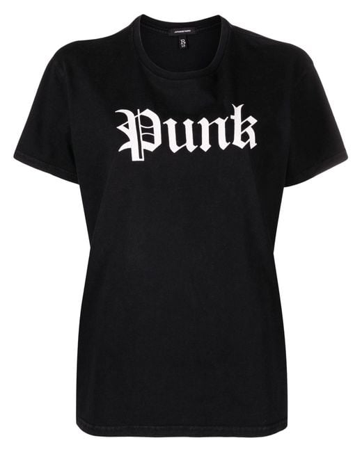 R13 Black Punk-Print Cotton T-Shirt