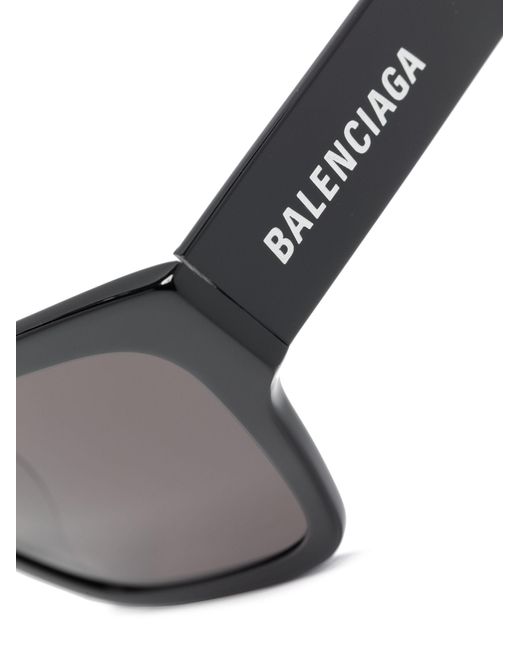 Balenciaga Gray Logo-print Square-frame Sunglasses