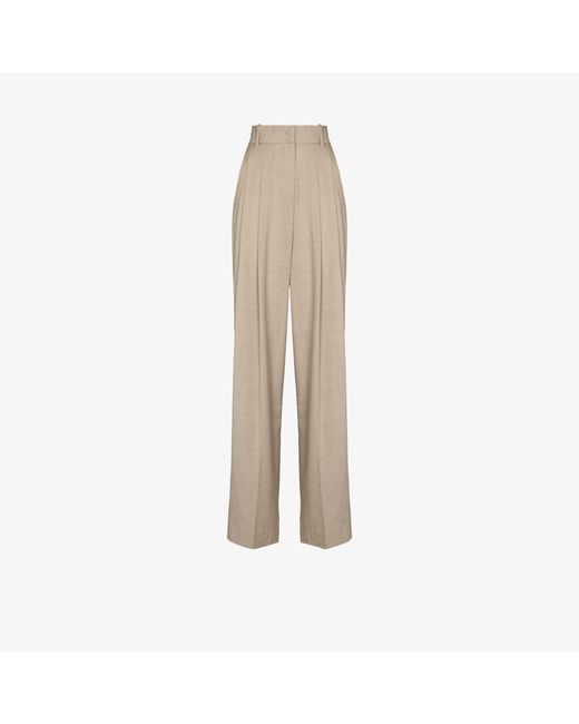 Frankie Shop Wool Gelso High Waist Darted Trousers in Natural | Lyst