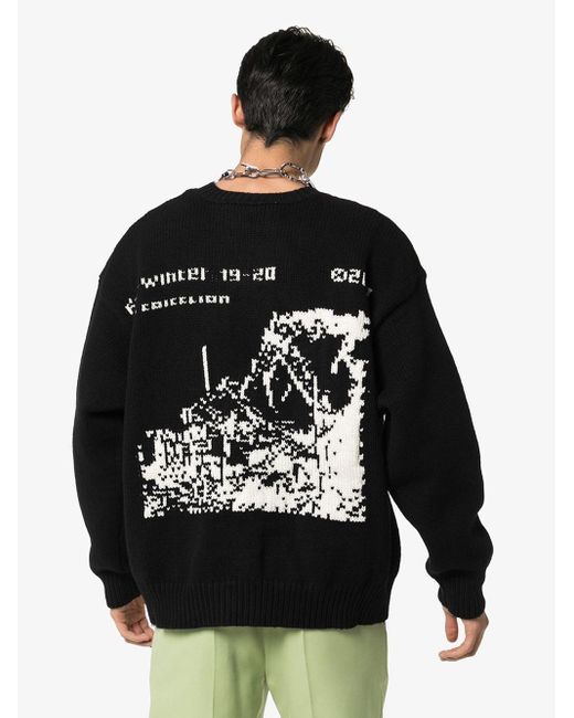 Off-White c/o Virgil Abloh Ruined Factory Intarsia Sweater in Black for Lyst