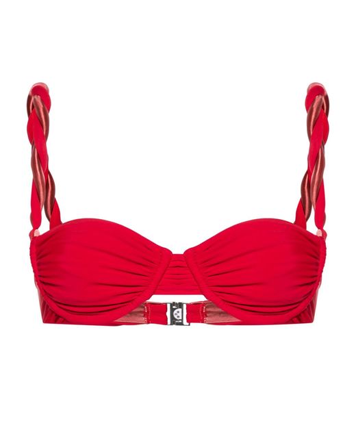 Isa Boulder Red Braid-detail Bikini Top
