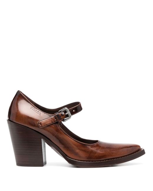 Prada Brown 95mm Pointed Patent-leather Pumps