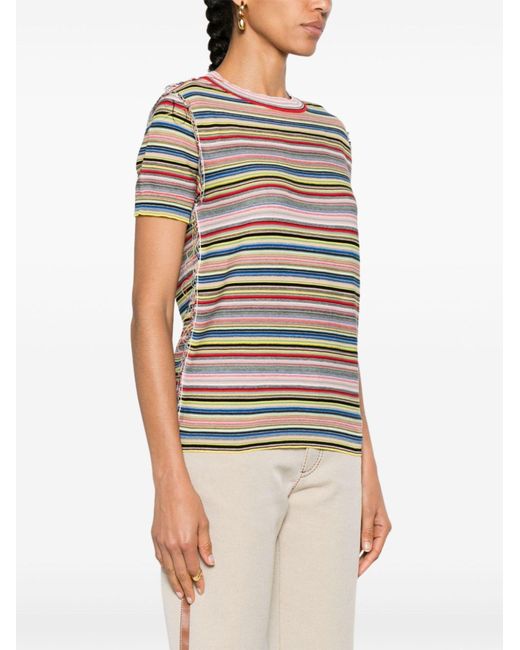 Maison Margiela Gray Multicolour Striped Cotton T-shirt for men