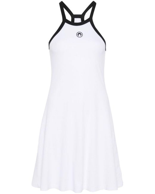 MARINE SERRE White Crescent Moon-embroidered Mini Dress