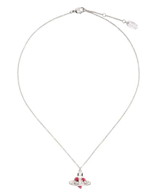 Vivienne Westwood White -tone New Diamante Heart Pendant Necklace