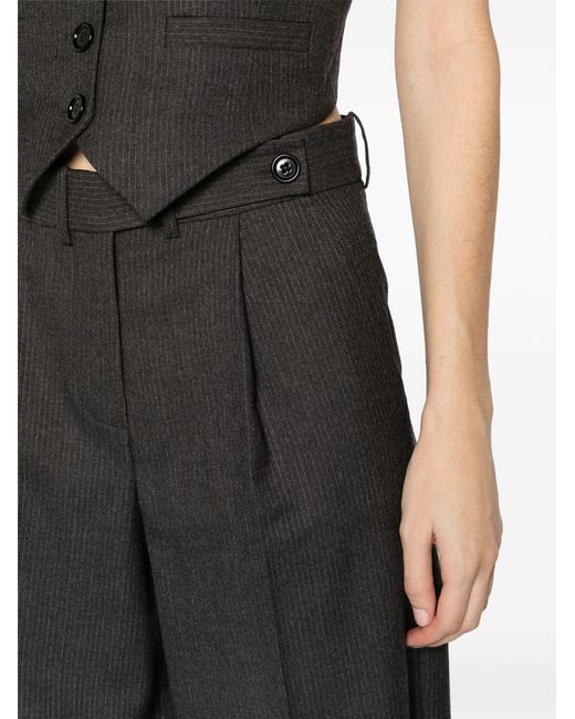 Racil Black Cary Pinstripe-pattern Wool Trousers