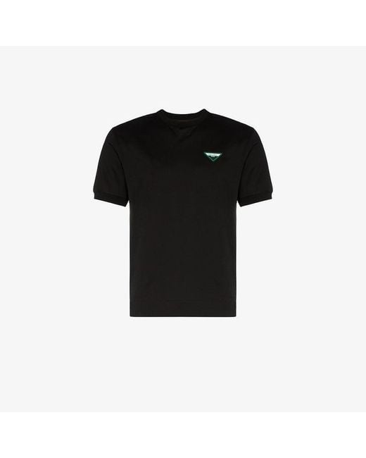 Prada Black Logo Triangle Cotton T-shirt for men