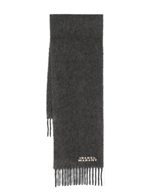 Isabel Marant Gray Firny Logo-embroidered Scarf