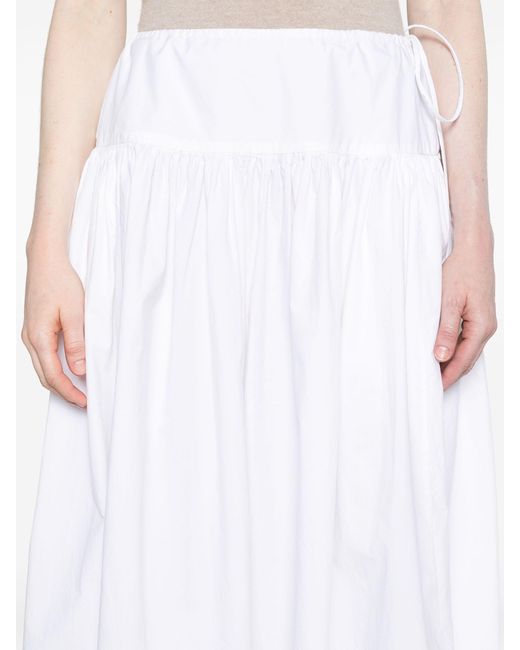The Row White Leddie A-line Cotton Skirt