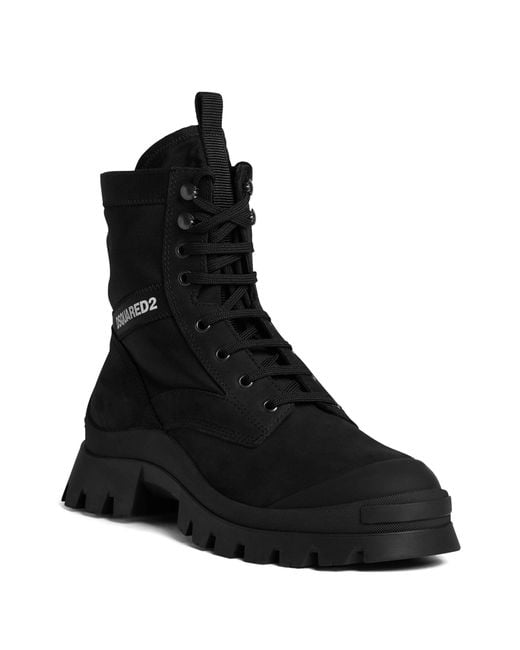 DSquared² Black Logo-print Lace Up Boots for men