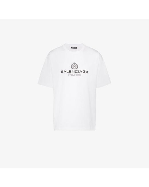 Balenciaga White Printed Logo Cotton Jersey T-shirt for men