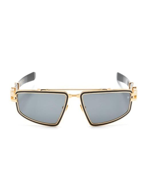 BALMAIN EYEWEAR Gray Titan Pilot-frame Sunglasses - Unisex - Plastic