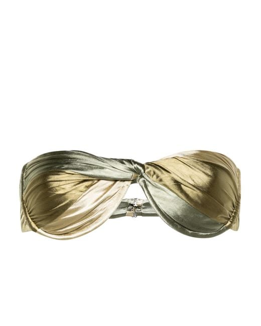 Isa Boulder Natural Gold-tone Reversible Twisted Bikini Top - Women's - Elastane/nylon/polyester