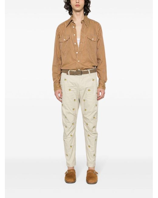 DSquared² Natural Neutral Embroidered Fruits Cotton Chinos - Men's - Cotton for men