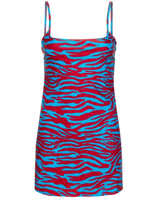 The Attico Red Zebra-print Open-back Minidress
