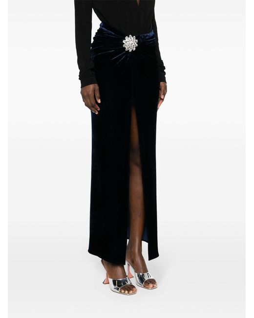 Rabanne Black Crystal-embellished Velvet Maxi Skirt - Women's - Polyamide/viscose/spandex/elastane/polyamidespandex/elastane
