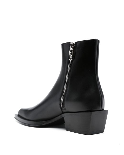 Fendi Black Cuban-heel Leather Ankle Boots for men