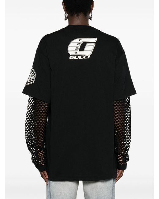 Gucci Black Layered Cotton T-shirt - Women's - Cotton/polyester