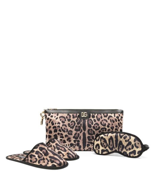 Dolce & Gabbana Brown Comfort Slippers And Eye Mask Set - Unisex - Polyester/silk