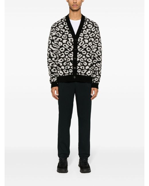 J.Lindeberg Black Frederic Leopard-pattern Cardigan for men