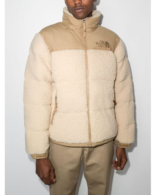 The North Face Beige Nuptse Sherpa Fleece Jacket in Natural for Men | Lyst