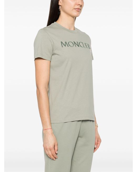 Moncler Gray Logo-embroidered Cotton T-shirt