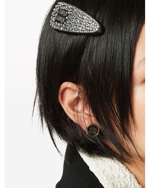Miu Miu Black Duchesse Crystal-embellished Hair Clip