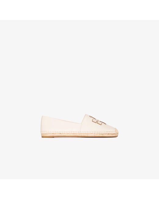 Tory Burch Multicolor Neutral Ines Flat Leather Canvas Espadrilles