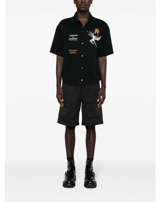Represent Black Icarus-print Press-stud Shirt for men