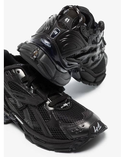 Balenciaga Black Runner Panelled Sneakers - Women's - Polyurethane/polyester/polyesterrubber