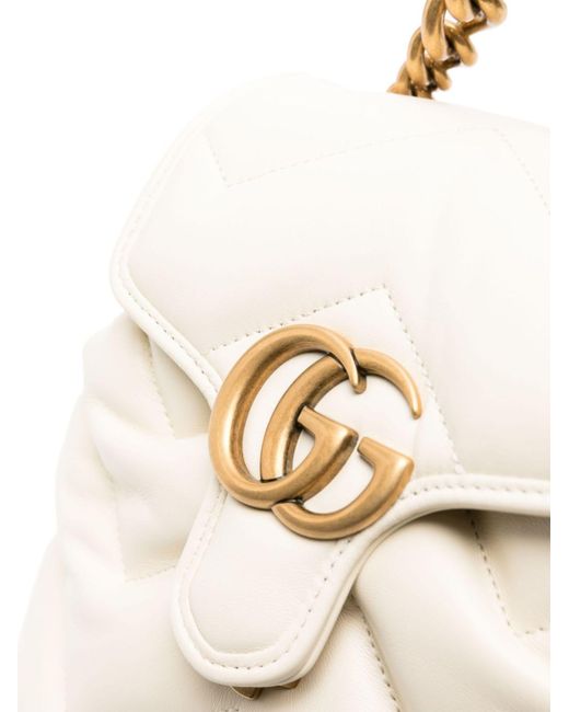 Gucci White GG Marmont Leather Backpack