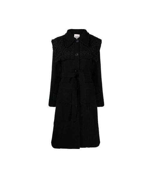 Sea Wool Black Anita Belted Coat | Lyst