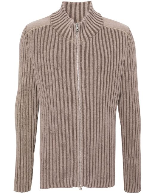 Our Legacy Brown Neutral Ribbed-knit Zip-up Cardigan for men