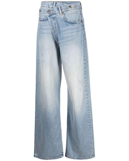 R13 Blue Crossover Wide-leg Jeans
