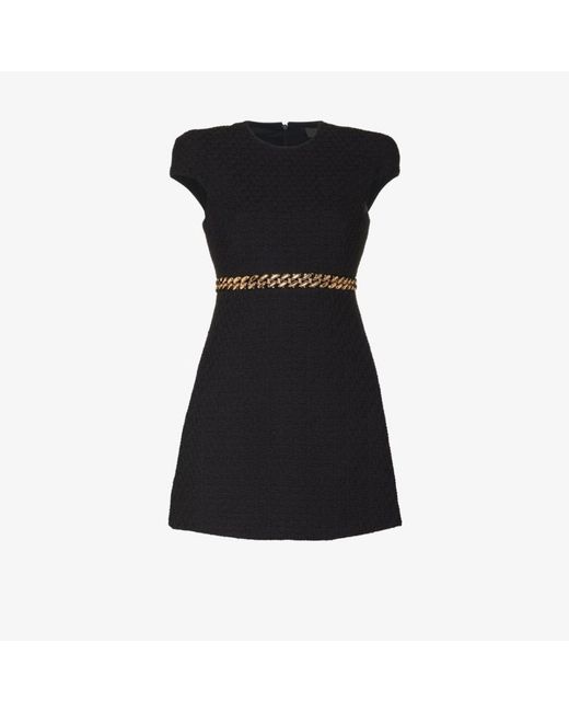 Versace Cotton Woven Chainlink Mini Shift Dress in Black Lyst
