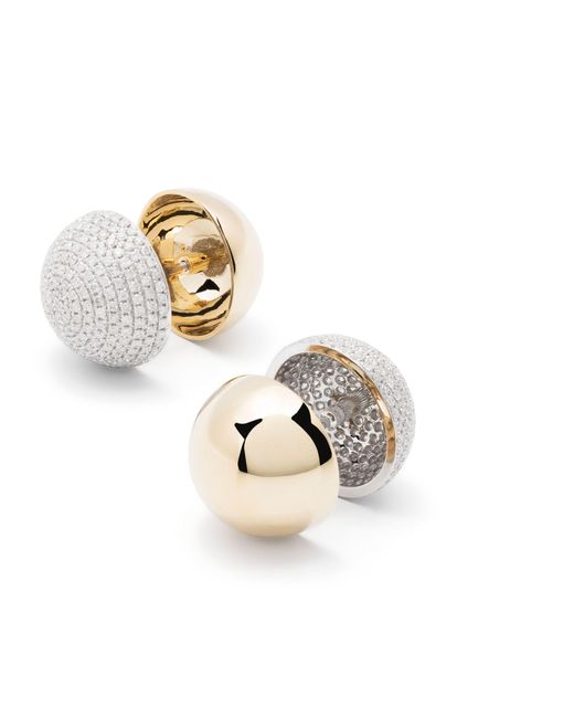 Yvonne Léon 9k Yellow Paire De Bo Boule Disco Diamond Earrings - Men's - 9kt Yellow /9kt White /diamond for men