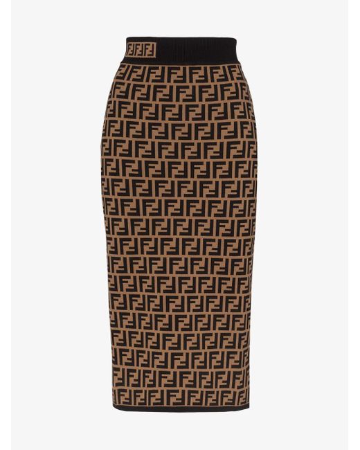 Fendi Multicolor Ff-jacquard High-rise Knit Pencil Skirt