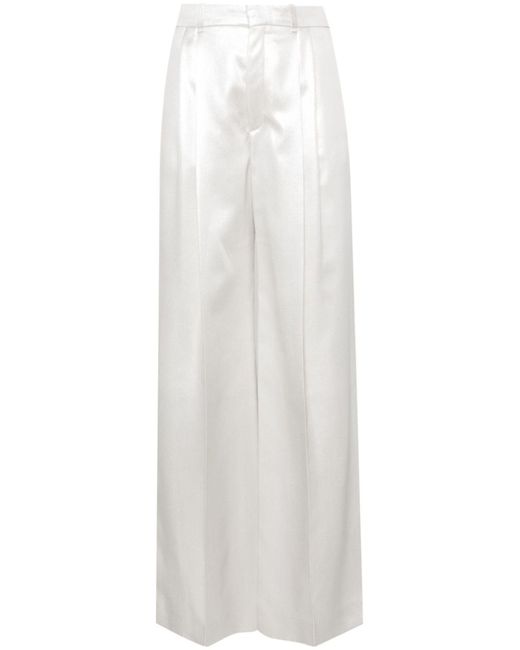 Chloé White Lamé Wide-leg Trousers